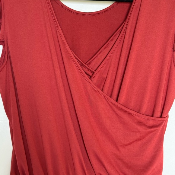 Romper Burnt orange ruffle cap sleeves removable bra pads and pockets size large - Picture 2 of 11